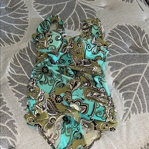 Coral Bay Green and Brown Paisley One Piece Swimsuit